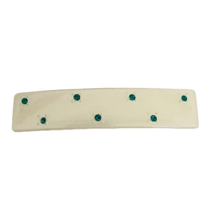 Barrette à cheveux élégante en acétate crème avec sept cristaux vert émeraude