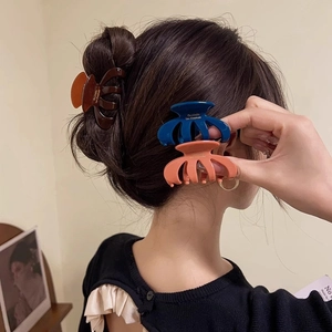 French vintage acetate hair claw clips for women in tortoiseshell blue and orange colors