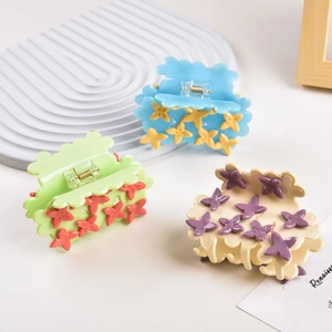 Chic acetic acid shark hair clips with cloud wave edges and colorful star accents