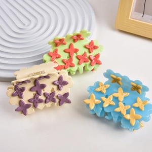 Cloud Shape Cellulose Acetate Hair Claw Clip With 3D Flower Decoration Contrast Color Shark Clip For Women Hair Styling Accessories