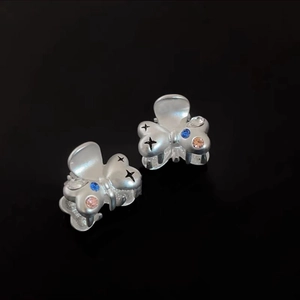 Mini Alloy Star Rhinestone Hair Clips Matte Silver Starry Bow Oval Hair Barrette Bangs Clip Fashion Hair Accessories For Women