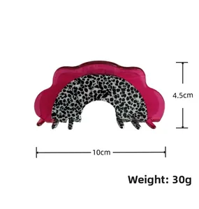 Detailed size specifications of pink jelly acetate hair claw clip 10cm by 4.5cm