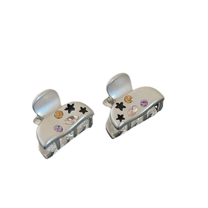 Mini star hair clips with colorful zircons and silver alloy stars for side bangs styling