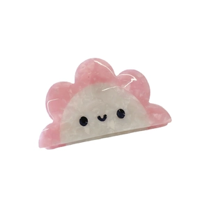 Pince à cheveux en acétate marbré rose en forme de nuage mignon avec sourire