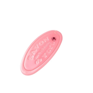 Barrette à cheveux ovale rose en acétate avec cristal brillant et gravure SAVON