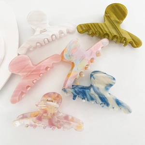 Set of six colorful acetate shark hair claws with French minimalist Barrette La France design