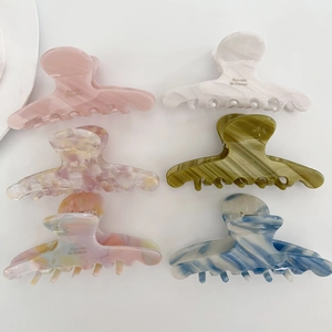 Elegant Acetate Hair Claw Clips For Women Marble Texture Shell Pattern French Style Large Shark Clip Fashion Hair Accessories