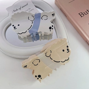 Pince à Cheveux Crabe Mignonne Chien Teddy en Acétate de Cellulose Accessoires de Coiffure pour Femmes Motif Animal