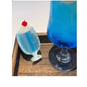 Blue cream soda inspired acetic acid hair claw clip with cherry and wave detail