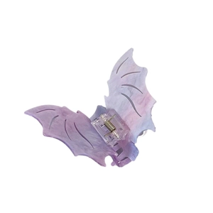 Pince à cheveux chauve-souris en acétate coloré avec texture marbre violet