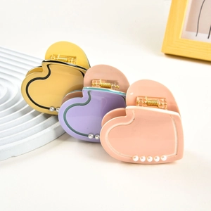 Acetat Herz Haarklammer Mit Kunstperlen Eleganter Süßer Haargreif Clip Für Damen Tägliches Styling Mode Haarschmuck