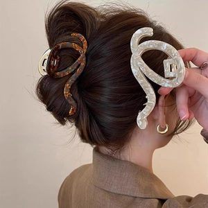 Haarklammer Aus Acetat Große S-Förmige Marmor Schildpatt Muster Rutschfester Haargreifer Für Damen Eleganter Schmuck