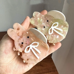 Mignon Pince à Cheveux Lapin en Acétate Pour Femmes Filles Motif Marbre Nœud Papillon Animal Shark Clip Mode Accessoires Cheveux