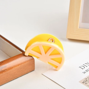 Cute lemon fruit acetate hair claw clip with golden spring for women's hair styling