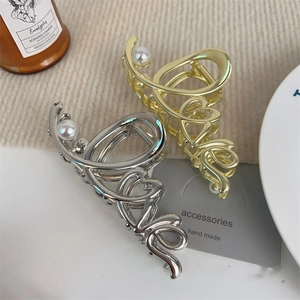 LOVE Buchstabe Legierung Haarkralle Mit Kunstperle Eleganter Herzform Metall Haarklammer Für Damen Tägliche Haaccessoires