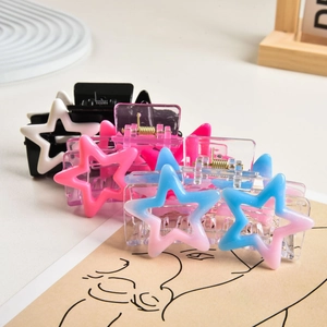 Vintage Y2K Star Hair Claw Clip For Women Acrylic Star Shape Hair Catch Hollow Out Hair Shark Clip Fashion Hair Accessories