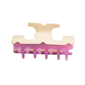 Cream and purple acetate hair claw clip for elegant bun hairstyles and daily use