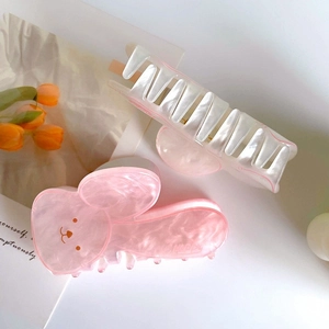 Set di mollette per capelli a forma di coniglio con clip in madreperla e rosa