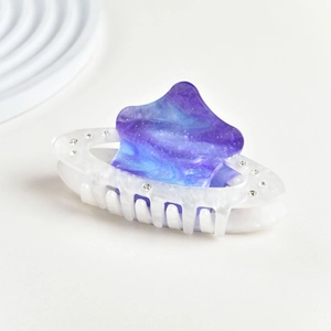 Fashion Cellulose Acetate Planet Star Rhinestone Hair Claw Clips Women Marbling Shark Hair Claws Elegant Hair Accessories