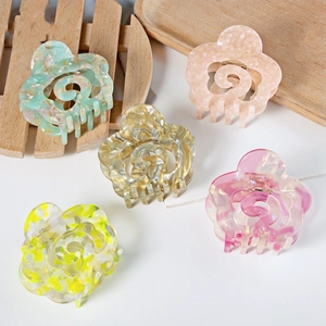 Acetate Flower Hair Claw Clip Elegant Hollow Out Marble Pattern Shark Clip For Women Daily Hair Styling Accessories