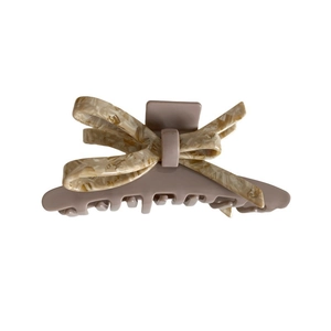 Pinza per capelli a fiocco in acetato marmorizzato marrone per acconciature chic