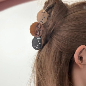 Three cute acetate cartoon puppy hair claws for women, stylish decorative hair clips