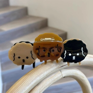 Cute Acetate Puppy Dog Hair Claw Clip Handmade Cartoon Dog Eyeglasses Design Hair Accessory For Women Girls Fashion Headwear