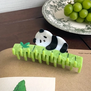 Pince à Cheveux Panda et Bambou Faite à la Main en Acétate de Haute Qualité Accessoire Cheveux Mode pour Femmes Cadeau