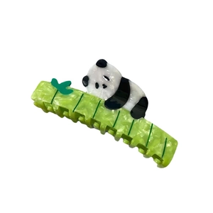 Pince à cheveux créative en acétate motif panda et bambou accessoire de mode élégant