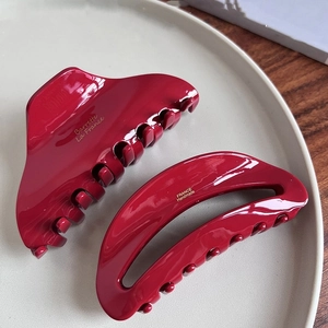 Large Acetate Hair Claw Clip Wine Red French Style Barrette Handmade Hair Accessory For Women Thick Hair Updo