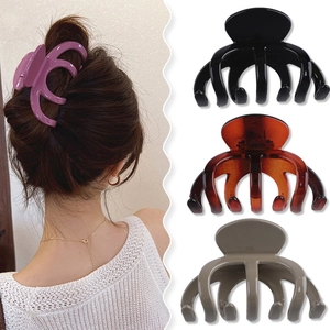 Grande Pince à Cheveux Poulpe Plastique Résine Mate Brillante Fixation Forte Pince pour Cheveux Épais Femme Accessoire Coiffure Mode