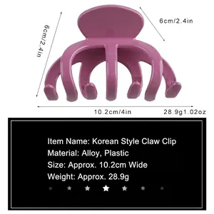 Grande pince à cheveux pieuvre lilas pour cheveux épais en alliage et plastique durable