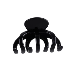 Grande pince à cheveux noire brillante design poulpe avec dents courbées pour cheveux épais