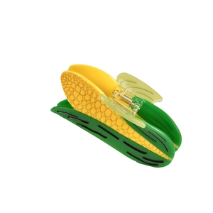Creative corn-shaped acetate hair claw clip in yellow and green colors for women