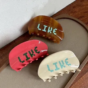 Pinza per Capelli in Acetato alla Moda Con Stampa di Lettere LIKE Grande Fermaglio Antiscivolo Accessori per Capelli Donna Ragazza
