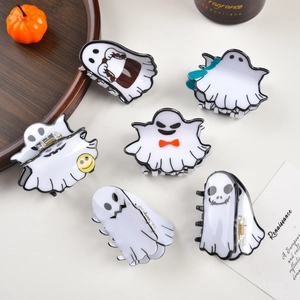 Pinza per Capelli Fantasma di Halloween Divertente Fantasma Cartoon PVC Shark Clip per Donne Ragazze Accessori per Capelli Regalo di Festa