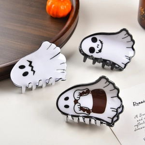 Set di mollette per capelli a forma di fantasma di Halloween in acrilico lucido nero
