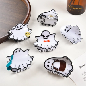 Set di 6 mollette per capelli a forma di fantasma di Halloween con diverse espressioni