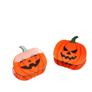 Lot de pinces à cheveux citrouille d'Halloween orange avec visages effrayants pour coiffure