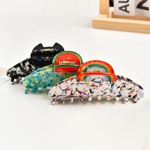 Set eleganti mollette per capelli in acetato con strass, design a gatto e arcobaleno