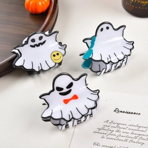 Tre fermagli per capelli a forma di fantasma con accenti colorati per Halloween