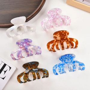 Große Acetat Haarkralle Elegant Marmor Schildpatt Muster Oktopus Kiefer Starker Halt Haarschmuck Für Damen Mädchen