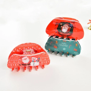Molle per capelli natalizie con Babbo Natale, pupazzo di neve e testo Merry Christmas