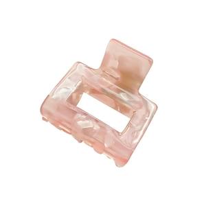 Pink marble texture acetate claw clip for ponytail in a square hollow design