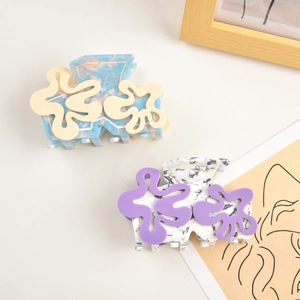 Pinces à cheveux en acétate fleur Matisse avec accents de vagues colorées pour femmes