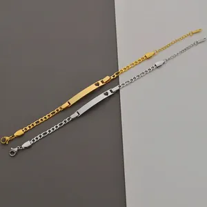 Ensemble de bracelets ID gourmette Figaro en acier inoxydable avec pampille cœur évidé unisexe