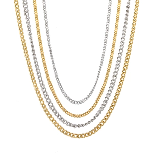 Collares de cadena cubana minimalistas de acero inoxidable chapado en oro de 18 quilates