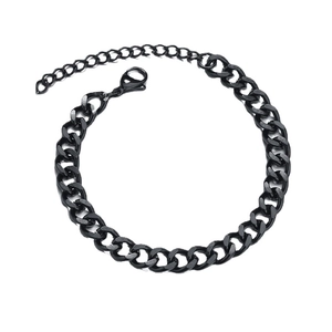 Minimalist black matte stainless steel Cuban link bracelet for men and women with lobster clasp