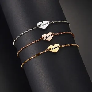Ensemble de bracelets avec pendentif cœur en argent, or rose et or personnalisables