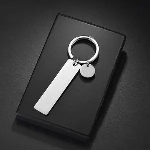 Minimalist DIY stainless steel key ring with rectangular and circular pendants